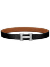 H Buckle Reversible Double Sided 32mm Black Gold 90 Silver Matte Men s Leather Belt H064544CB86 - HERMES - BALAAN 1