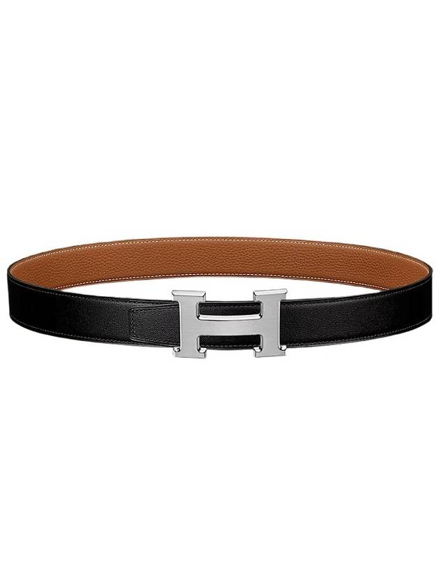 H Buckle Reversible Double Sided 32mm Black Gold 90 Silver Matte Men s Leather Belt H064544CB86 - HERMES - BALAAN 1