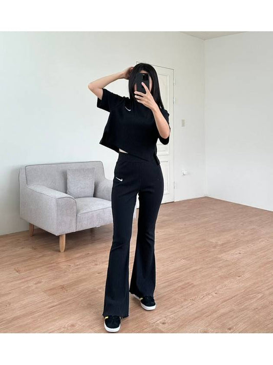 High Waist Rib Jersey Track Pants Black - NIKE - BALAAN 2