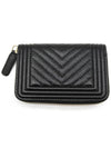 Women s Classic Boy Zipper Card Wallet Chevron Caviar Gold Metal Black A80602 B09734 94305 - CHANEL - BALAAN 8