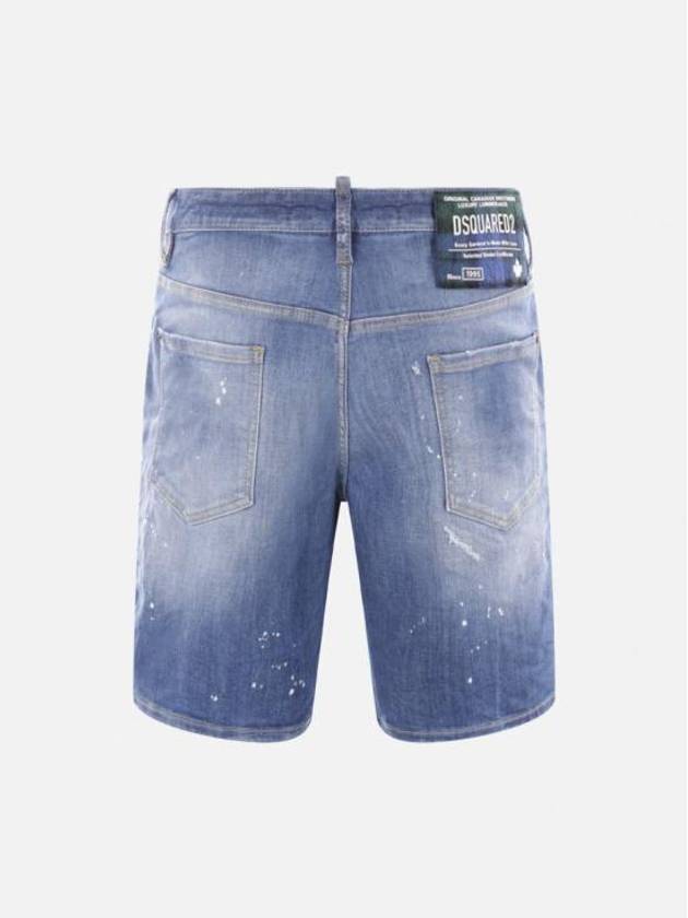 Distressed Marine Denim Shorts Blue - DSQUARED2 - BALAAN 3