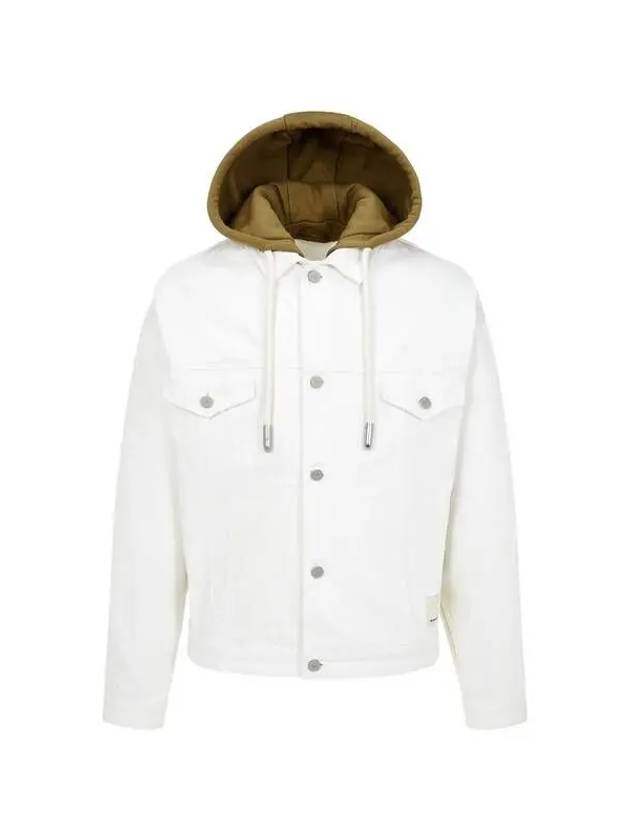 Men s Hooded Layered Denim Jacket Ivory 271533 - EMPORIO ARMANI - BALAAN 1