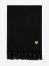 Small Fox Head Patch Wool Muffler Black - MAISON KITSUNE - BALAAN.