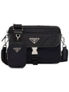 Re-Nylon Saffiano Leather Shoulder Bag Black - PRADA - BALAAN 2