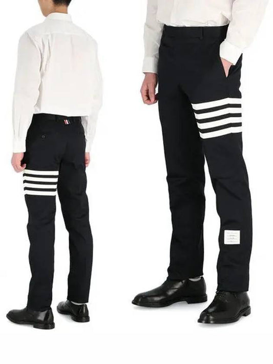 Diagonal Unconstructed Chino Straight Pants Navy - THOM BROWNE - BALAAN 2