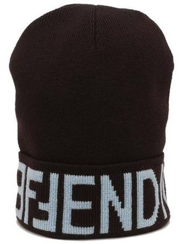 Wool Knit Beanie Black - FENDI - BALAAN 3