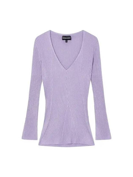 Women s V neck ribbed slim knit violet 270835 - EMPORIO ARMANI - BALAAN 1