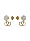 V Logo Pearl Earrings Gold - VALENTINO - BALAAN 5