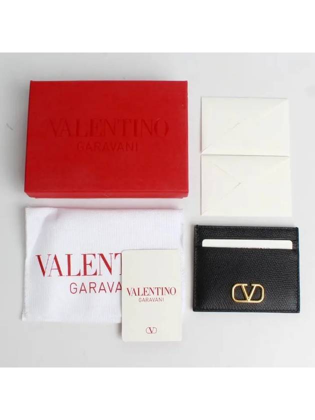 Gold Hardware Leather Card Wallet Black - VALENTINO - BALAAN 7