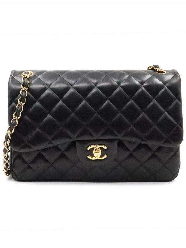 Women s Chanel A58600 Black Lambskin Gold Chain Classic Jumbo Two Flap Shoulder Bag 17th gt Gangbuk used luxury goods - CHANEL - BALAAN 2