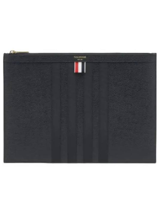 Diagonal RWB Leather Clutch Black Bag - THOM BROWNE - BALAAN 1