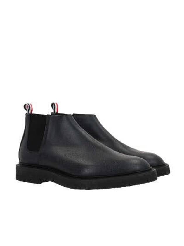 Pebble Crepe Sole Mid Top Grain Leather Chelsea Boots Black - THOM BROWNE - BALAAN 5