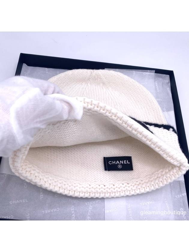 CC Logo Cashmere Beanie White - CHANEL - BALAAN 4