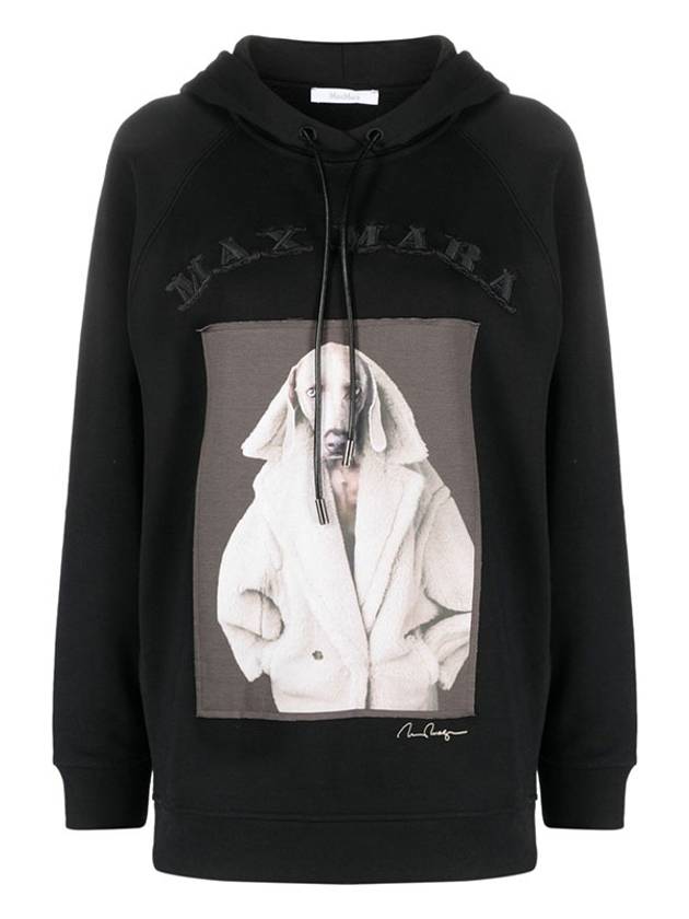 Lillo Graphic Print Cotton Hoodie Black - MAX MARA - BALAAN 2