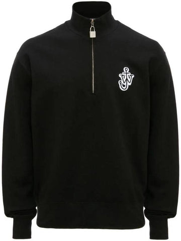 Embroidered Logo Half Zip-Up Sweatshirt Black - JW ANDERSON - BALAAN 1