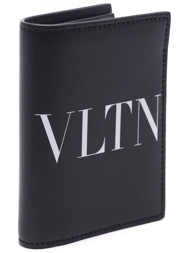 VLTN Print Flap Leather Half Wallet Black - VALENTINO - BALAAN 4