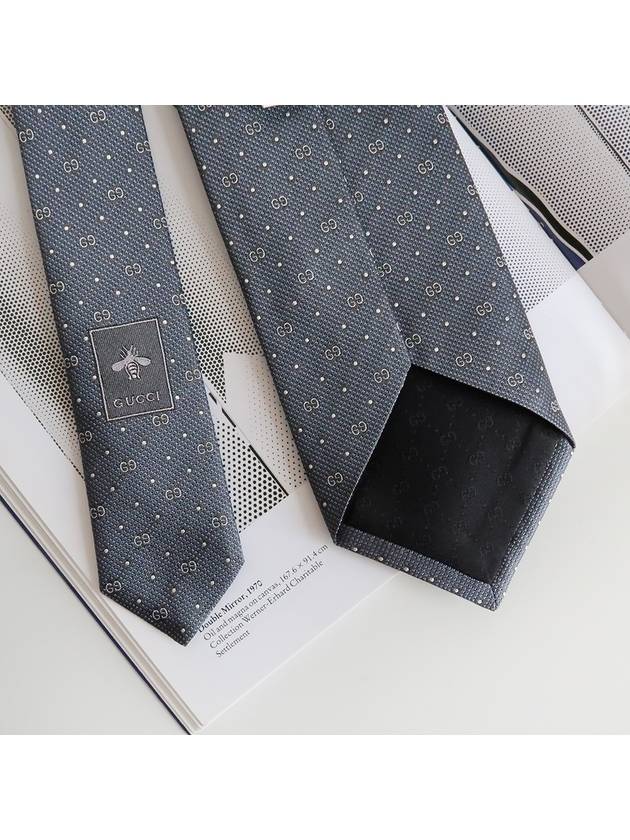 GG Dot Pattern Silk Tie Grey - GUCCI - BALAAN 7