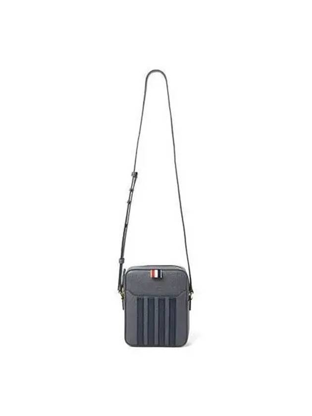 Pebble grain leather diagonal bar cross bag dark gray MAG432A - THOM BROWNE - BALAAN 1