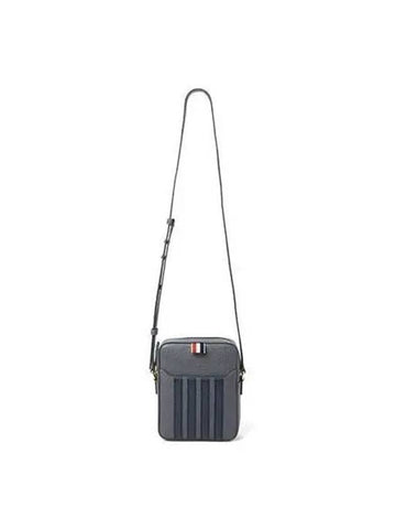 Crossbody Bag Pebble Grain Leather Diagonal Bar Dark Gray - THOM BROWNE - BALAAN 1