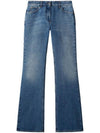 Women's Logo Patch Cotton Flare Jeans Blue - OFF WHITE - BALAAN 1