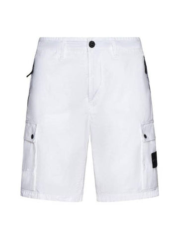 Logo Cotton Slim Cargo Shorts White - STONE ISLAND - BALAAN 1