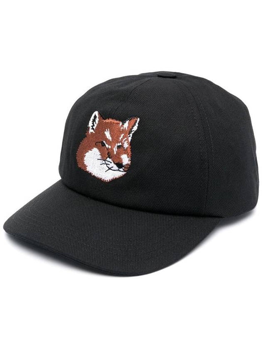 Large Fox Head Embroidered 6P Ball Cap Black - MAISON KITSUNE - BALAAN 2