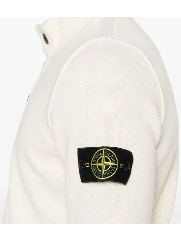 Wappen Patch Half Button Lambswool Knit Top Natural - STONE ISLAND - BALAAN 6