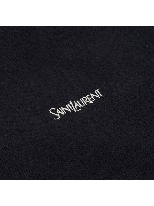 Embroidered Logo Hoodie Black - SAINT LAURENT - BALAAN 9