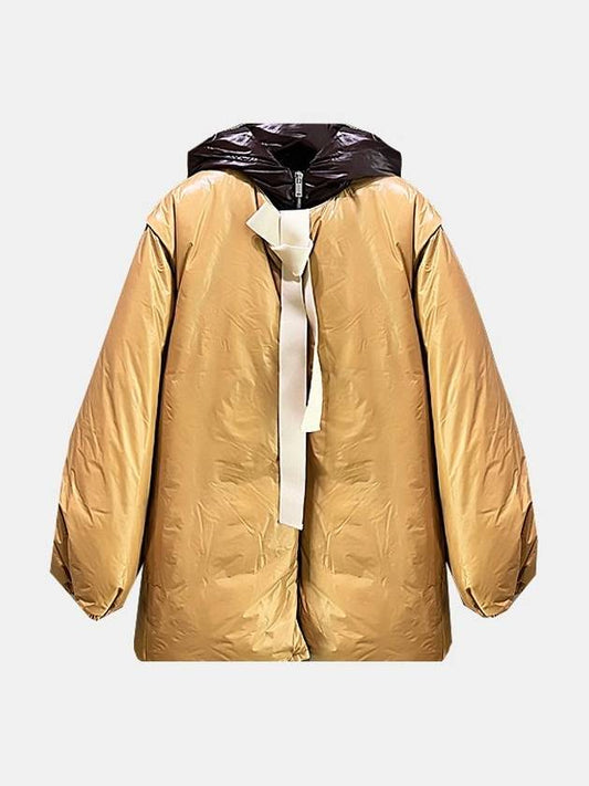 Women's Belted Shell Hood Down Padding Yellow - JIL SANDER - BALAAN 1