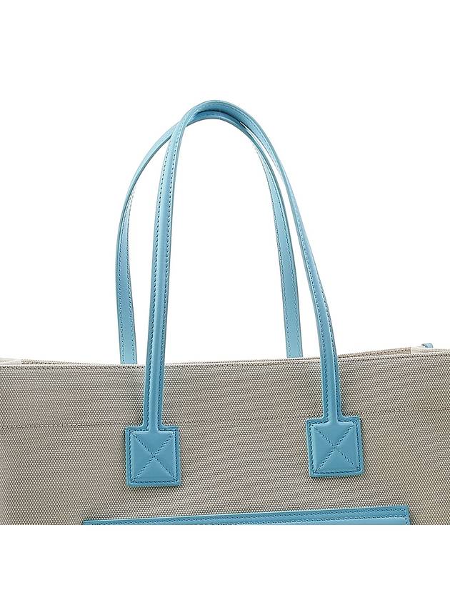 Freya Logo Print Medium Canvas Tote Bag Natural Blue - BURBERRY - BALAAN 8