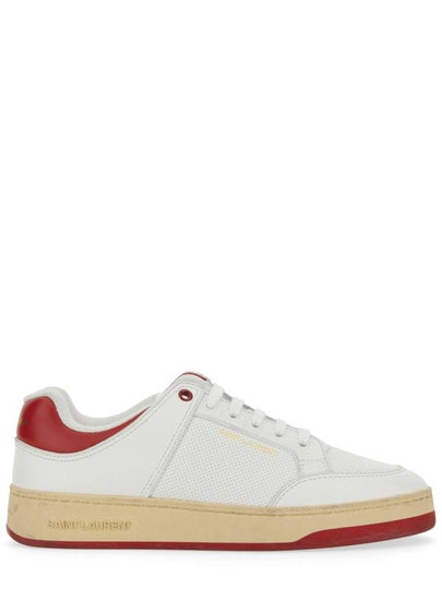 Logo Calf Leather Low Top Sneakers White - SAINT LAURENT - BALAAN 2