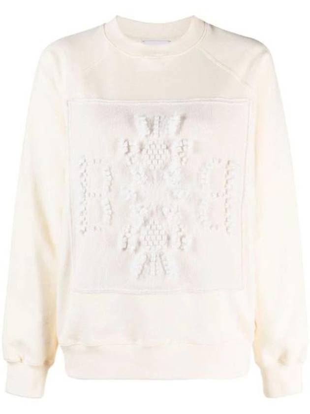 Women's Cashmere B Logo Patch Knit Top Ice White - BARRIE - BALAAN 1