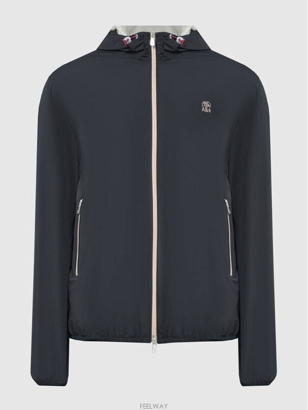 Embroidered Logo Zip-up Hoodie Black - BRUNELLO CUCINELLI - BALAAN 6