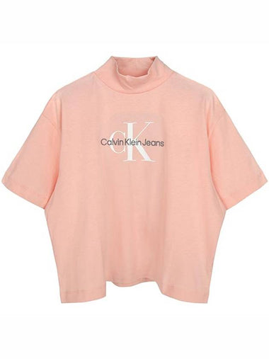 Monologo High Neck Short Sleeve T-Shirt Blossom - CALVIN KLEIN - BALAAN 1