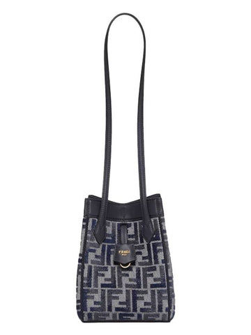 Origami Small FF Chenille Bucket Bag Dark Blue - FENDI - BALAAN 1