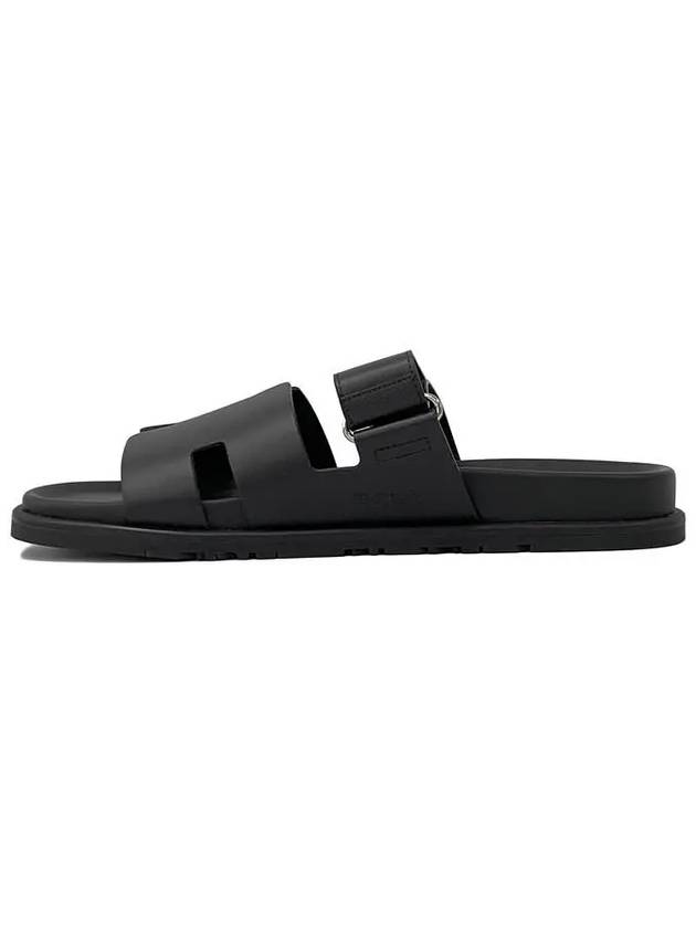 Hermes Chypre H Logo Calfskin Sandals Black - HERMES - BALAAN 8