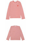 Women's Red Heart Wappen Stripe Long Sleeve T-Shirt Red - COMME DES GARCONS - BALAAN 5