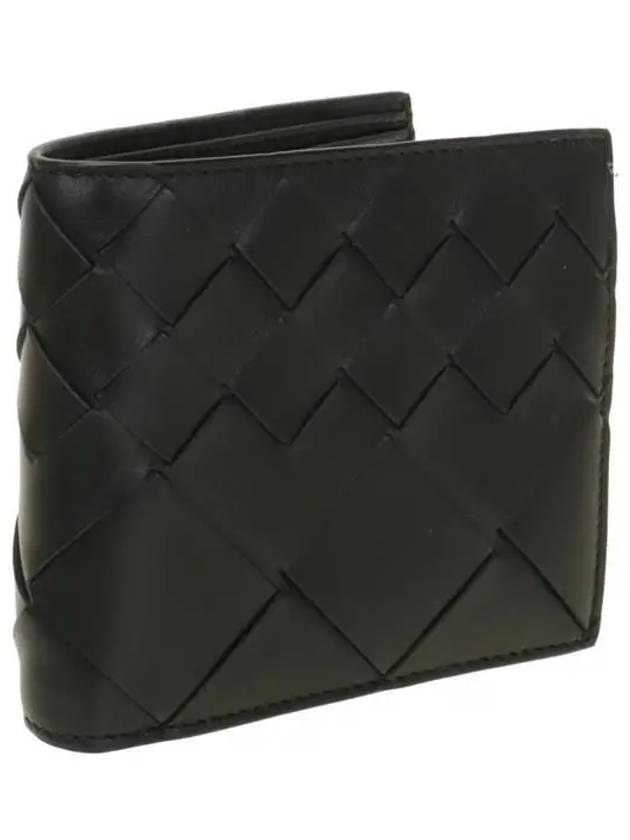 Intrecciato Leather Bi Fold Half Wallet Black - BOTTEGA VENETA - BALAAN 3