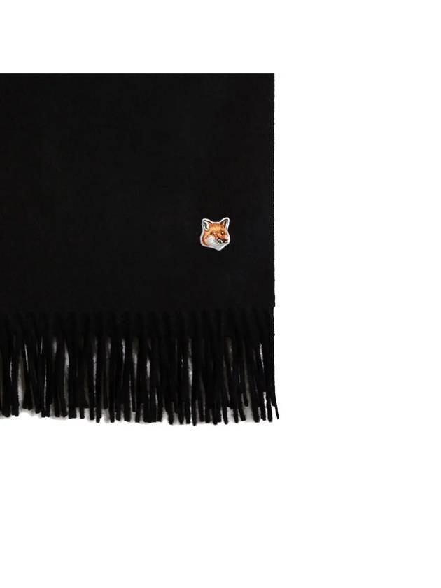 Small Fox Head Patch Wool Muffler Black - MAISON KITSUNE - BALAAN 4