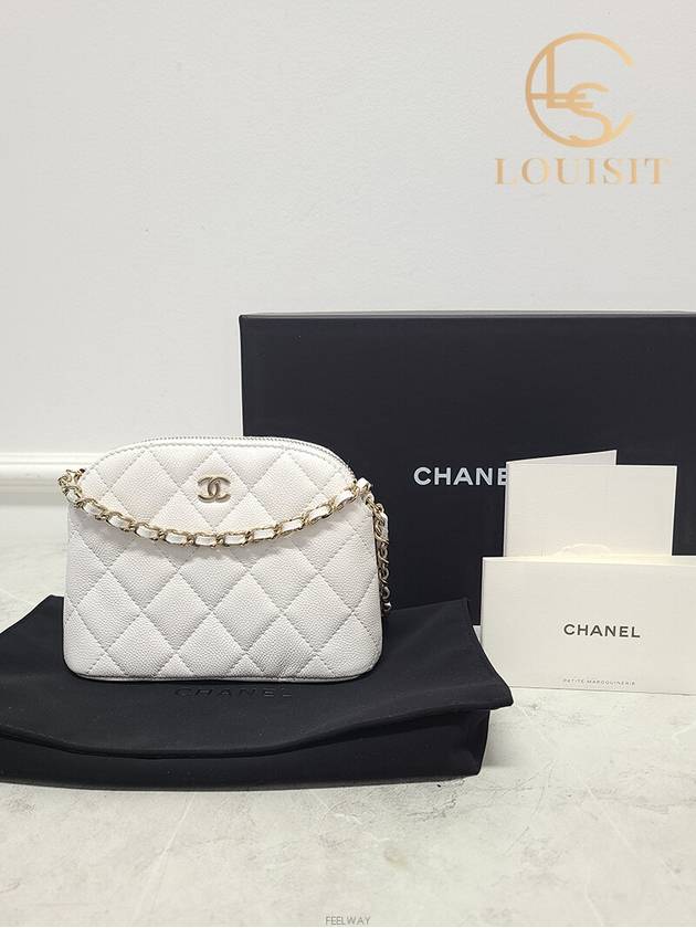 Used luxury goods Lewis It White caviar classic half moon chain mini bag - CHANEL - BALAAN 8