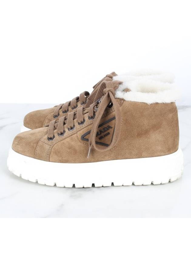 Triangle logo suede boot sneakers 36 5 235 - PRADA - BALAAN 4