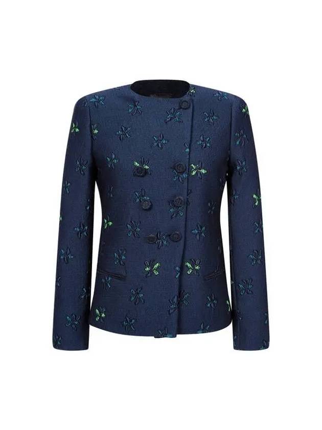 Women s Textured Floral Double Jacket Navy - EMPORIO ARMANI - BALAAN 1