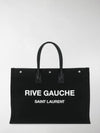 Rive Gauche Cotton Canvas Tote Bag Black - SAINT LAURENT - BALAAN 7