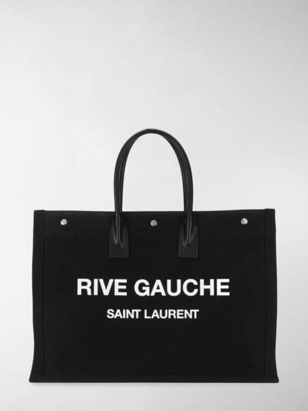 Rive Gauche Cotton Canvas Tote Bag Black - SAINT LAURENT - BALAAN 7