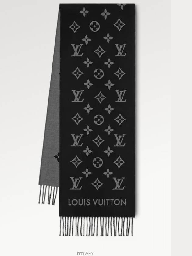 Monogram Wool Scarf Black - LOUIS VUITTON - BALAAN 3
