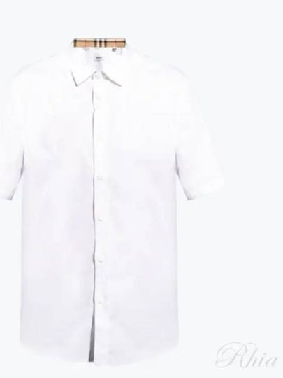 Chest Monogram Embroidered Cotton Short Sleeve Shirt White - BURBERRY - BALAAN 2