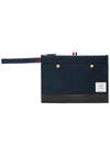 Snap Pocket Cotton Canvas Pouch Clutch Bag Navy - THOM BROWNE - BALAAN 6