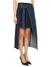 Overlapping Denim Midi Skirt Navy - SACAI - BALAAN 5