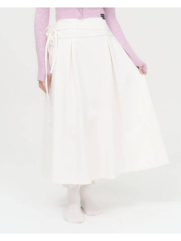 Ribbon Flare Long Skirt White - ZIZEMUSEUM - BALAAN 1