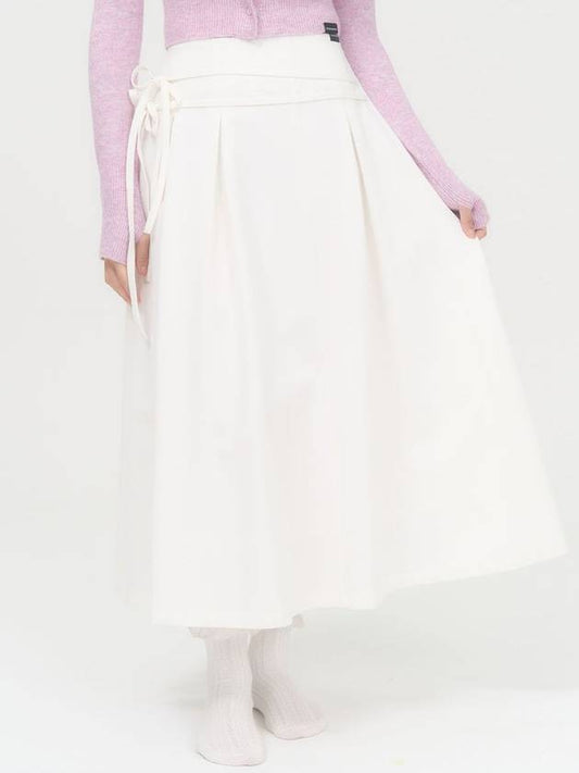 RIBBON FLARE LONG SKIRT WHITE - ZIZEMUSEUM - BALAAN 2